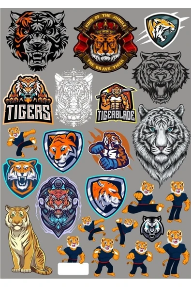 Kaplan ve Aslanlar Sticker Set 25 Parça Telefon, Tablet, Defter, Laptop Sticker ürün görseli 1