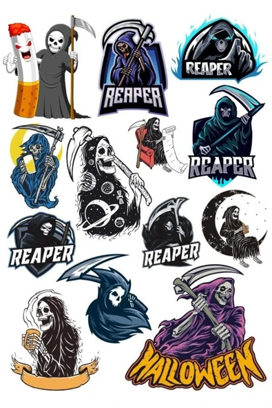 Cellat ve Hallowen Sticker Set 13 Parça Telefon, Tablet, Defter, Laptop Sticker ürün görseli 1