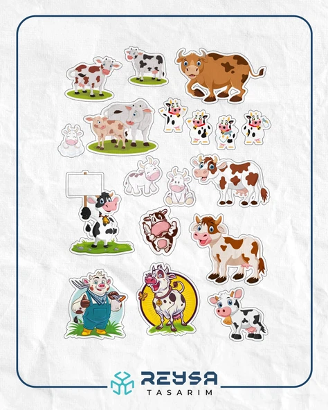 İnek Sticker Set-4 27 Parça Telefon, Tablet, Defter, Laptop Sticker ürün görseli 1