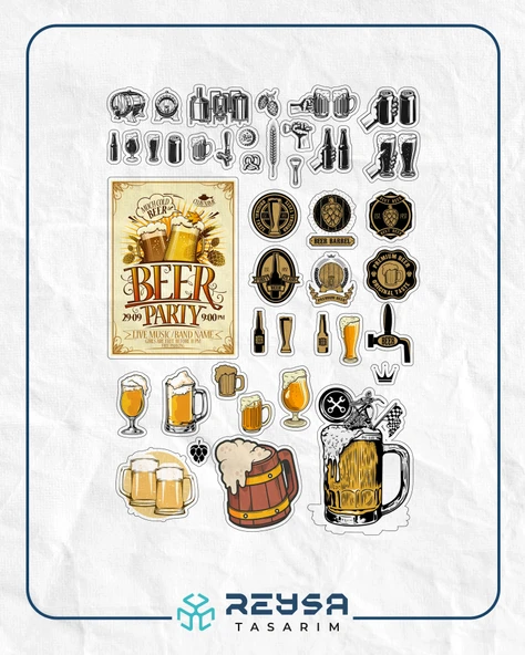 Beer Sticker Set 27 Parça Telefon, Tablet, Defter, Laptop Sticker ürün görseli 1