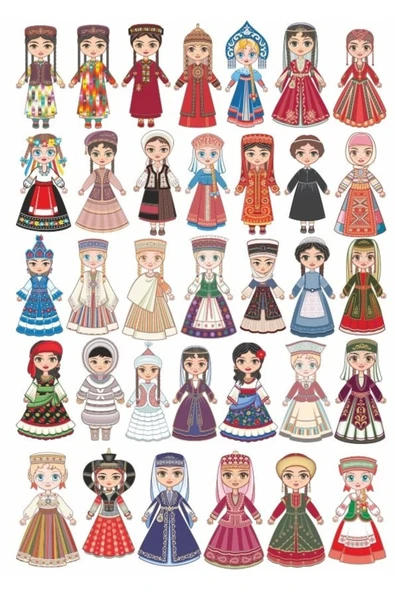 Yöresel Kıyafetler Sticker Set 1 ürün görseli 1