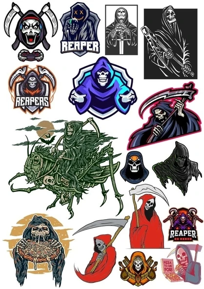 İskelet Sticker Set 15 Parça Telefon, Tablet, Defter, Laptop Sticker ürün görseli 1