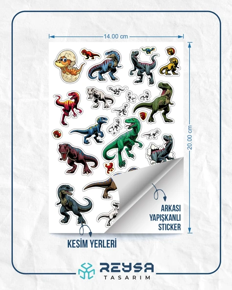 Dinozor Trex Sticker Set 1 - Resim 2