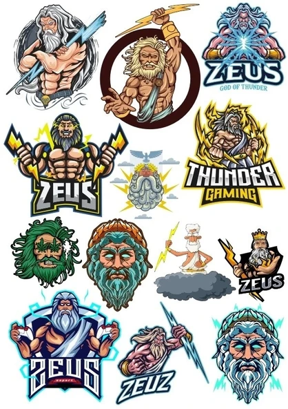 Zeus Sticker Set 11 13 Parça Telefon, Tablet, Defter, Laptop Sticker ürün görseli 1