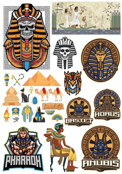 Mısır ve Firavun Sticker Set 1 16 Parça Telefon, Tablet, Defter, Laptop Sticker ürün görseli 1