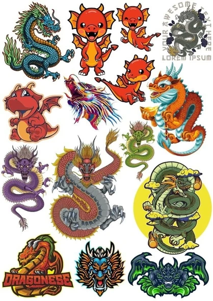 Sevimli Ejderhalar Sticker Set 6 15 Parça Telefon, Tablet, Defter, Laptop Sticker ürün görseli 1