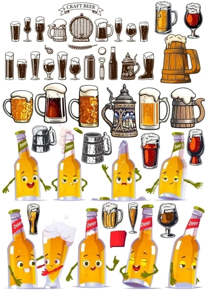 Bira Sticker Set 4 24 Parça Telefon, Tablet, Defter, Laptop Sticker ürün görseli 1