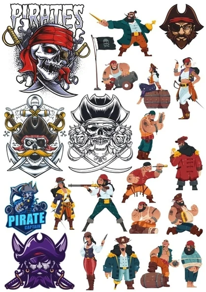 Korsan Sticker Set 6 20 Parça Telefon, Tablet, Defter, Laptop Sticker ürün görseli 1