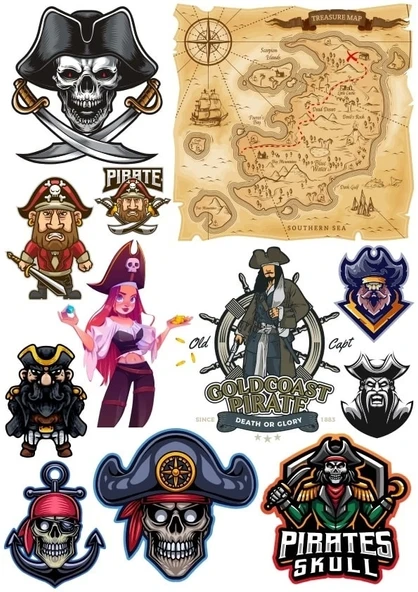 Korsan Sticker Set 3 12 Parça Telefon, Tablet, Defter, Laptop Sticker ürün görseli 1