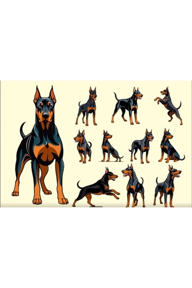 Doberman Sticker Set ürün görseli 1