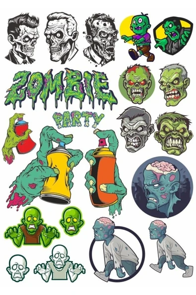 Zombiler Sticker Set 7 17 Parça Telefon, Tablet, Defter, Laptop Sticker ürün görseli 1