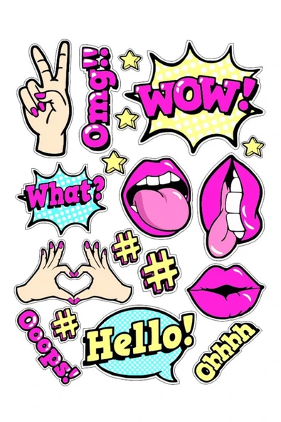 Popüler Kültür Kız Sticker Set 1 ürün görseli 1