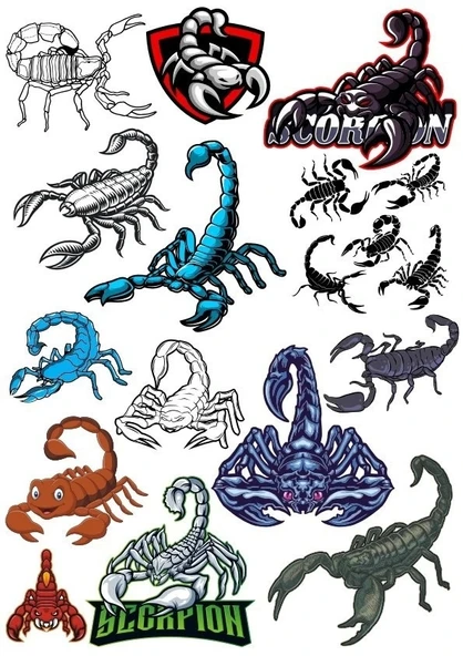 Akrep Sticker Set 15 Parça Telefon, Tablet, Defter, Laptop Sticker ürün görseli 1