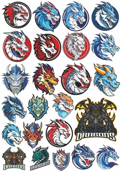 Ejderhalar Sticker Set 1 25 Parça Telefon, Tablet, Defter, Laptop Sticker ürün görseli 1