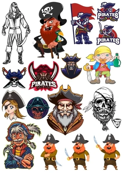 Korsan Sticker Set 11 15 Parça Telefon, Tablet, Defter, Laptop Sticker ürün görseli 1