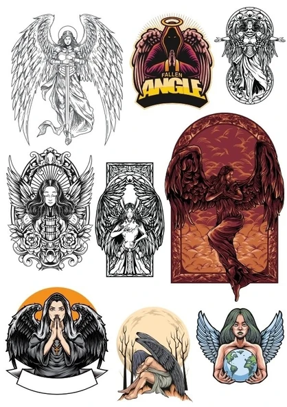 Düşmüş Melek Sticker Set 9 Parça Telefon, Tablet, Defter, Laptop Sticker ürün görseli 1