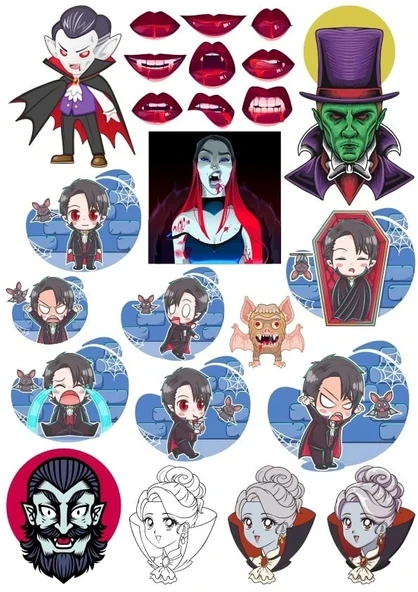Vampir Sticker Set 3 15 Parça Telefon, Tablet, Defter, Laptop Sticker ürün görseli 1
