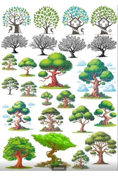 Ağaçlar Sticker Set 1 ürün görseli 1