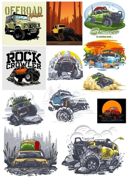 4x4 Off Road Sticker Set4 12 Parça Telefon, Tablet, Defter, Laptop Sticker ürün görseli 1
