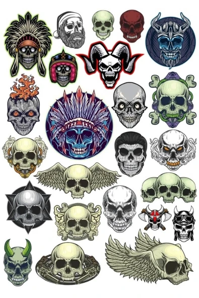 Kurukafalar Sticker Set 25 Parça Telefon, Tablet, Defter, Laptop Sticker ürün görseli 1
