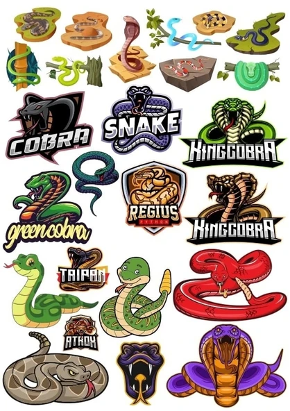 Yılan Sticker Set 2 18 Parça Telefon, Tablet, Defter, Laptop Sticker ürün görseli 1