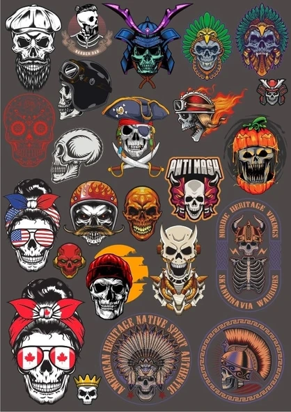 Kurukafa Sticker Set 8 17 Parça Telefon, Tablet, Defter, Laptop Sticker ürün görseli 1