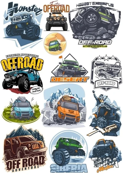 Off Road 4x4 Sticker Set 13 Parça Telefon, Tablet, Defter, Laptop Sticker ürün görseli 1