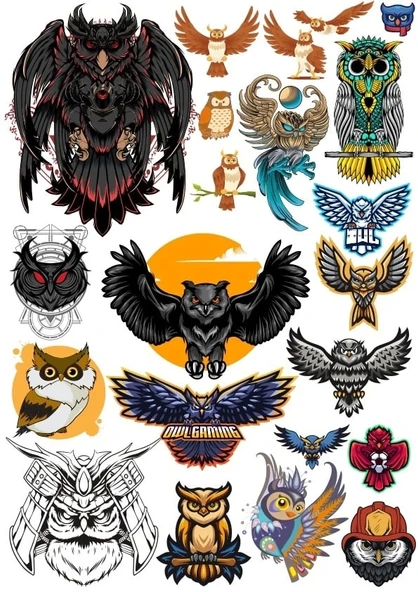 Baykuş Sticker Set 7 18 Parça Telefon, Tablet, Defter, Laptop Sticker ürün görseli 1