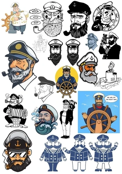 Gemi Kaptanı Sticker Set 20 Parça Telefon, Tablet, Defter, Laptop Sticker ürün görseli 1