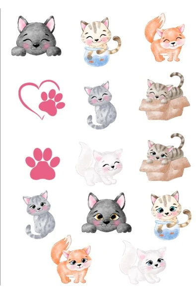 Sevimli Kedi Sticker Set 2 ürün görseli 1