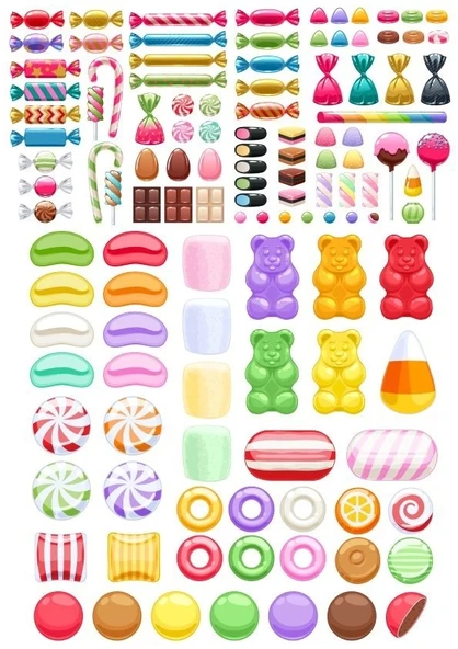 Şekerler Sticker Set 30 Parça Telefon, Tablet, Defter, Laptop Sticker ürün görseli 1
