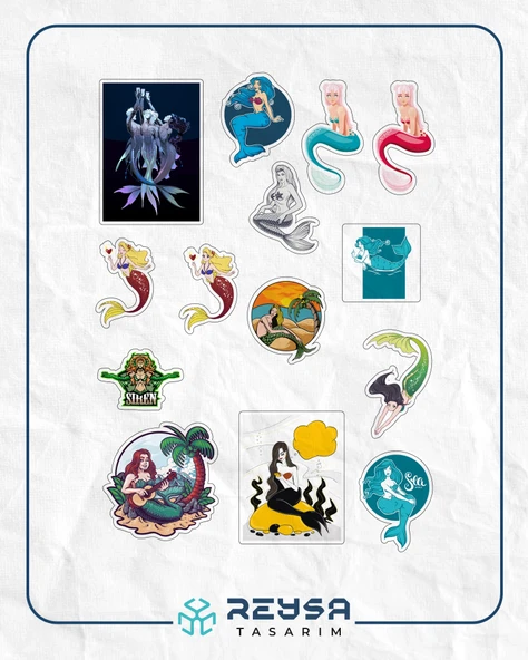 Deniz Kızları Sticker Set 2 20 Parça Telefon, Tablet, Defter, Laptop Sticker ürün görseli 1