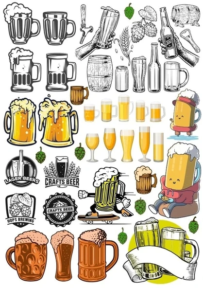 Biralar Sticker Set 20 Parça Telefon, Tablet, Defter, Laptop Sticker ürün görseli 1