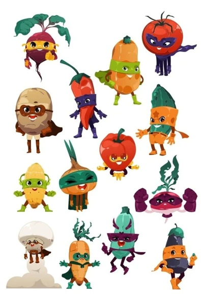 Kahraman Bitkiler Sticker Set1 15 Parça Telefon, Tablet, Defter, Laptop Sticker ürün görseli 1