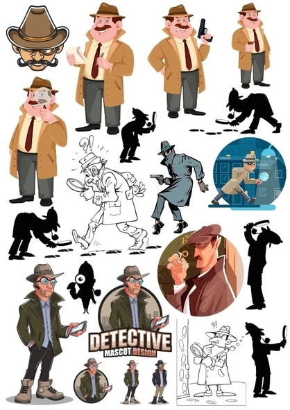 Dedektif Sticker Set 3 15 Parça Telefon, Tablet, Defter, Laptop Sticker ürün görseli 1