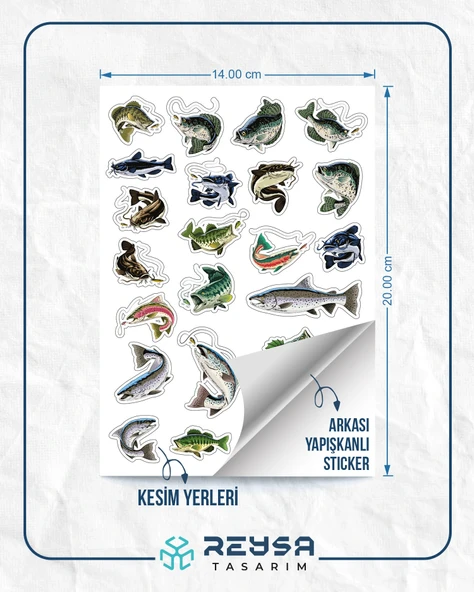 Balık ve Balıkçılık Sticker Set 3 - Resim 2