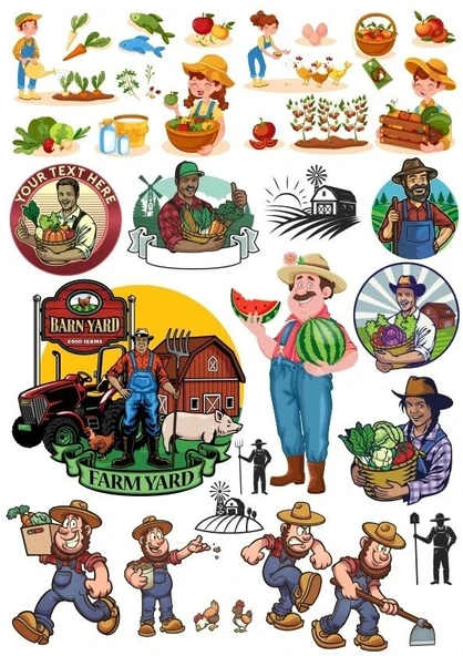 Çiftçi Sticker Set 25 Parça Telefon, Tablet, Defter, Laptop Sticker ürün görseli 1