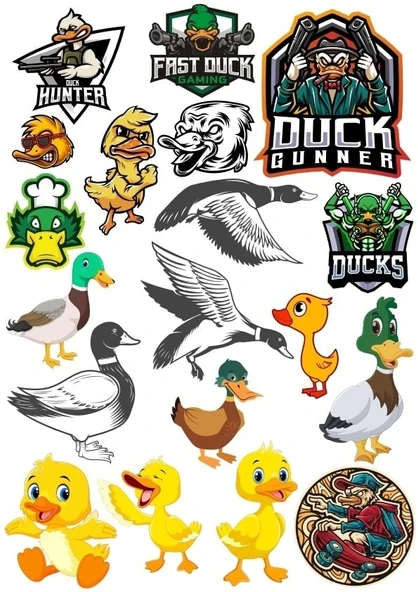 Ördek Sticker Set 17 Parça Telefon, Tablet, Defter, Laptop Sticker ürün görseli 1