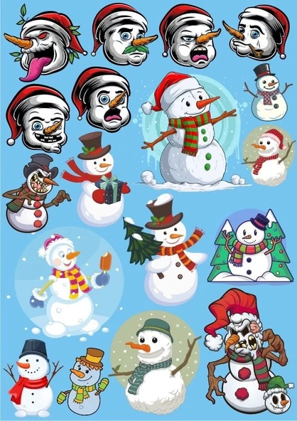Kardan Adam Sticker Set 15 Parça Telefon, Tablet, Defter, Laptop Sticker ürün görseli 1