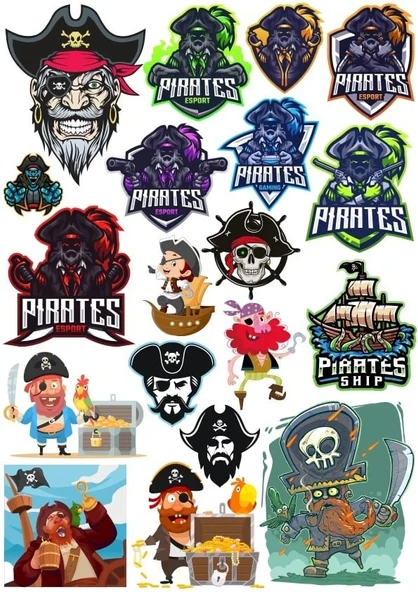 Korsan Sticker Set 8 20 Parça Telefon, Tablet, Defter, Laptop Sticker ürün görseli 1