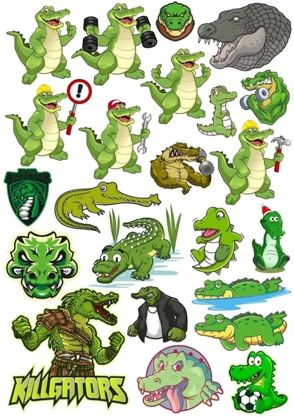 Timsah Sticker Set 3 20 Parça Telefon, Tablet, Defter, Laptop Sticker ürün görseli 1