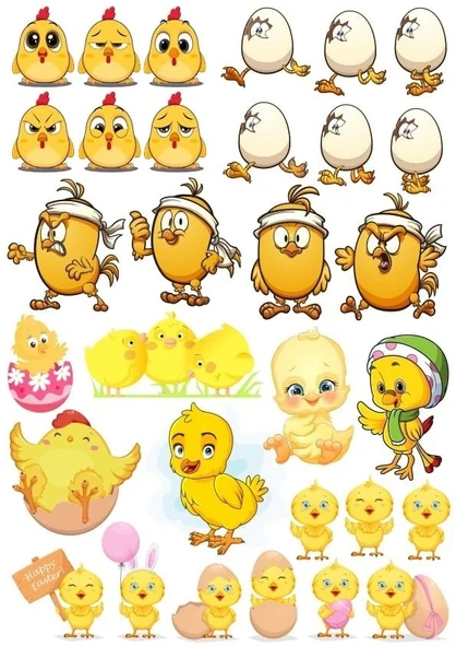 Sevimli Civciv Sticker Set 1 31 Parça Telefon, Tablet, Defter, Laptop Sticker ürün görseli 1