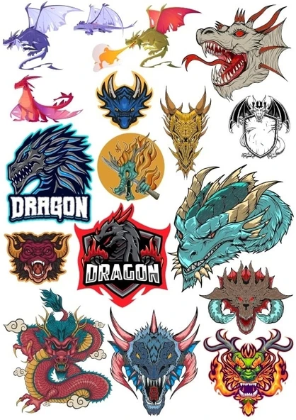 Ejderha Sticker Set 5 20 Parça Telefon, Tablet, Defter, Laptop Sticker ürün görseli 1
