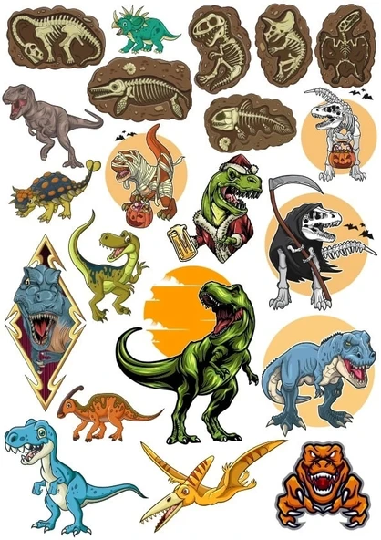 Dinozorlar Sticker Set 6 22 Parça Telefon, Tablet, Defter, Laptop Sticker ürün görseli 1