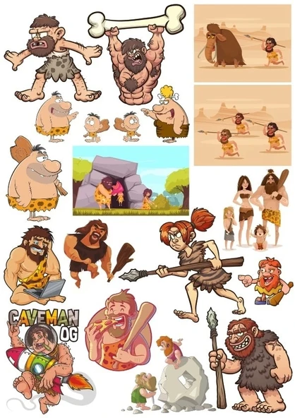 Taş Devri Sticker Set 20 Parça Telefon, Tablet, Defter, Laptop Sticker ürün görseli 1