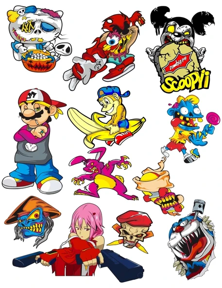 Anime Sticker Set 1 12 Parça Telefon, Tablet, Defter, Laptop Sticker ürün görseli 1