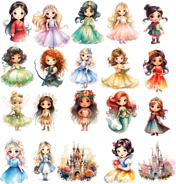 Sevimli Masal Karakterleri Sticker Set 1 20 Parça Telefon, Tablet, Defter, Laptop Sticker ürün görseli 1