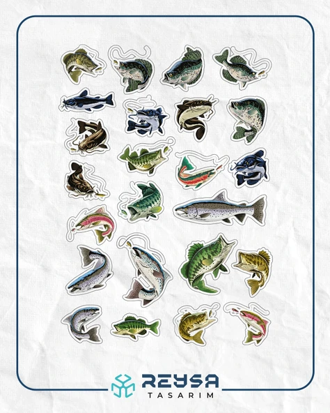 Balık ve Balıkçılık Sticker Set 3 ürün görseli 1