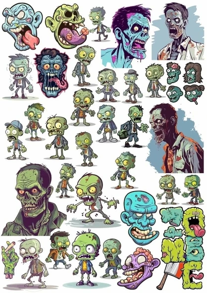 Zombiler Sticker Set 8 25 Parça Telefon, Tablet, Defter, Laptop Sticker ürün görseli 1
