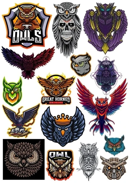 Baykuş Sticker Set 3 15 Parça Telefon, Tablet, Defter, Laptop Sticker ürün görseli 1